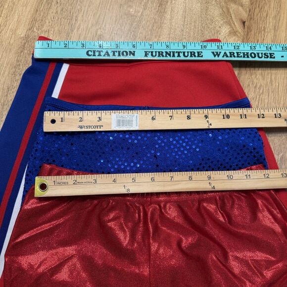 Lot Cheerleading Cheer Uniforms Costumes Cheerleader Blue Red Varsity 11 Pieces - Picture 10 of 14